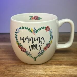Morning Vibes Floral Heart Opalhouse Coffee Mug Mother Sister Gift 16oz